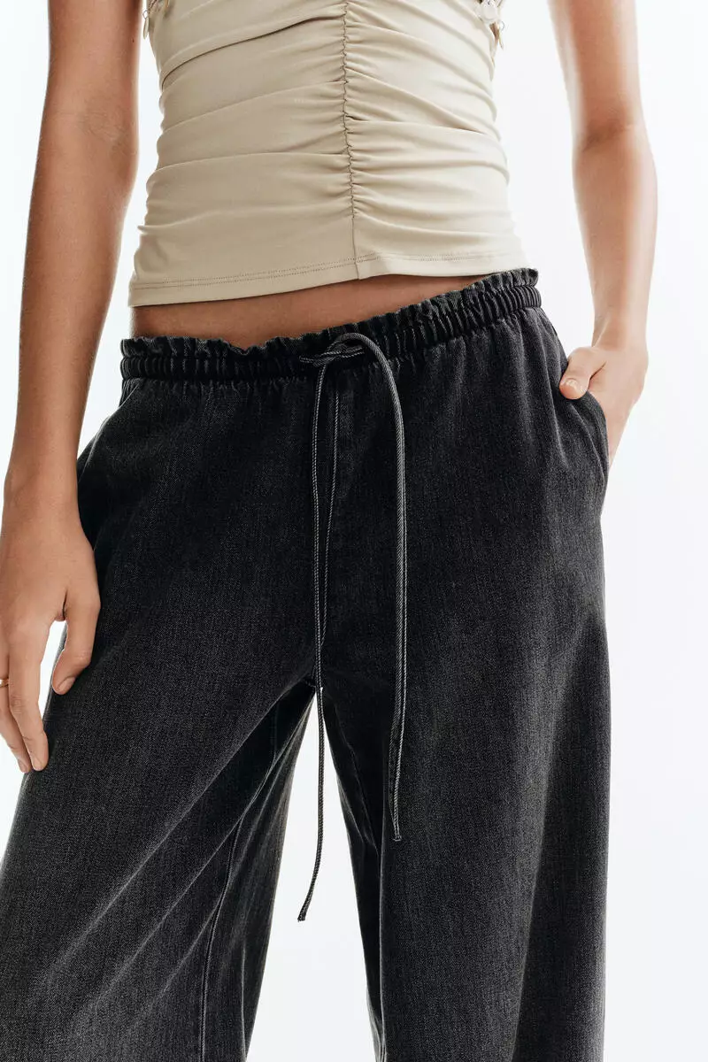 Denim pull-on trousers