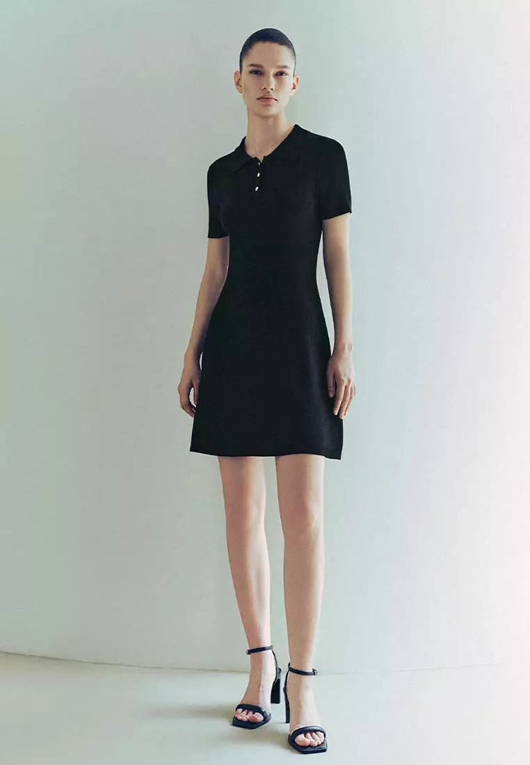 Standard Sleeve Polo Knitted Dresses