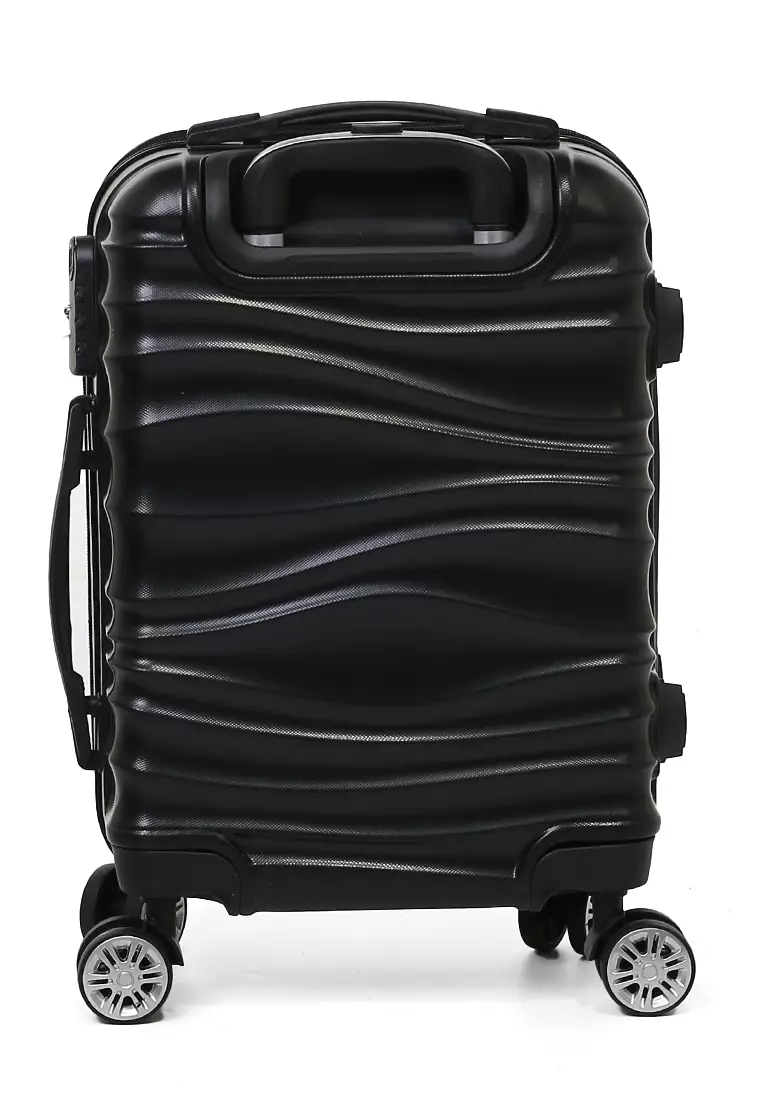 Caroline Koper Hardcase Unisex Size 18 Inch Suitcase Combination Lock Large Compartment Material ABS+PVC Coated ORIGINAL - Black