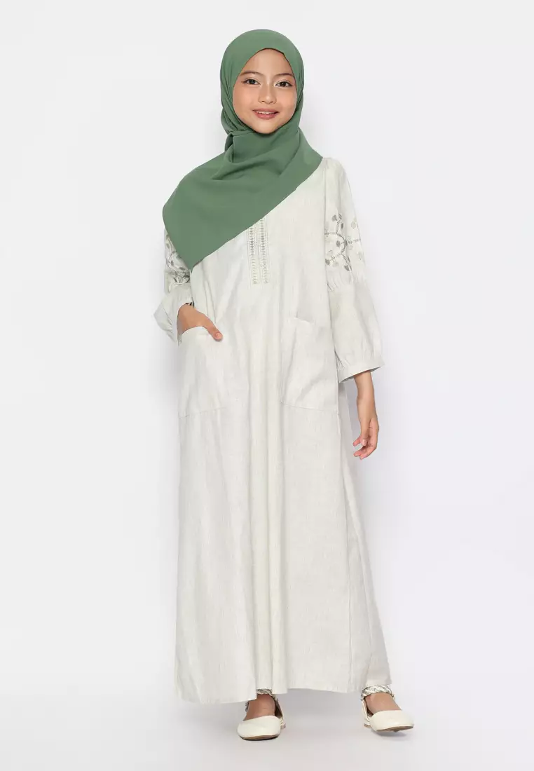 Baju Gamis Anak Perempuan Arrow Zipper Light Green - ADORABLE