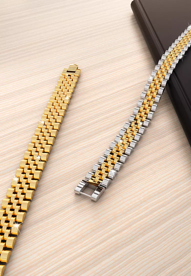 Brick Gold Layered Stainless Steel Bracelet