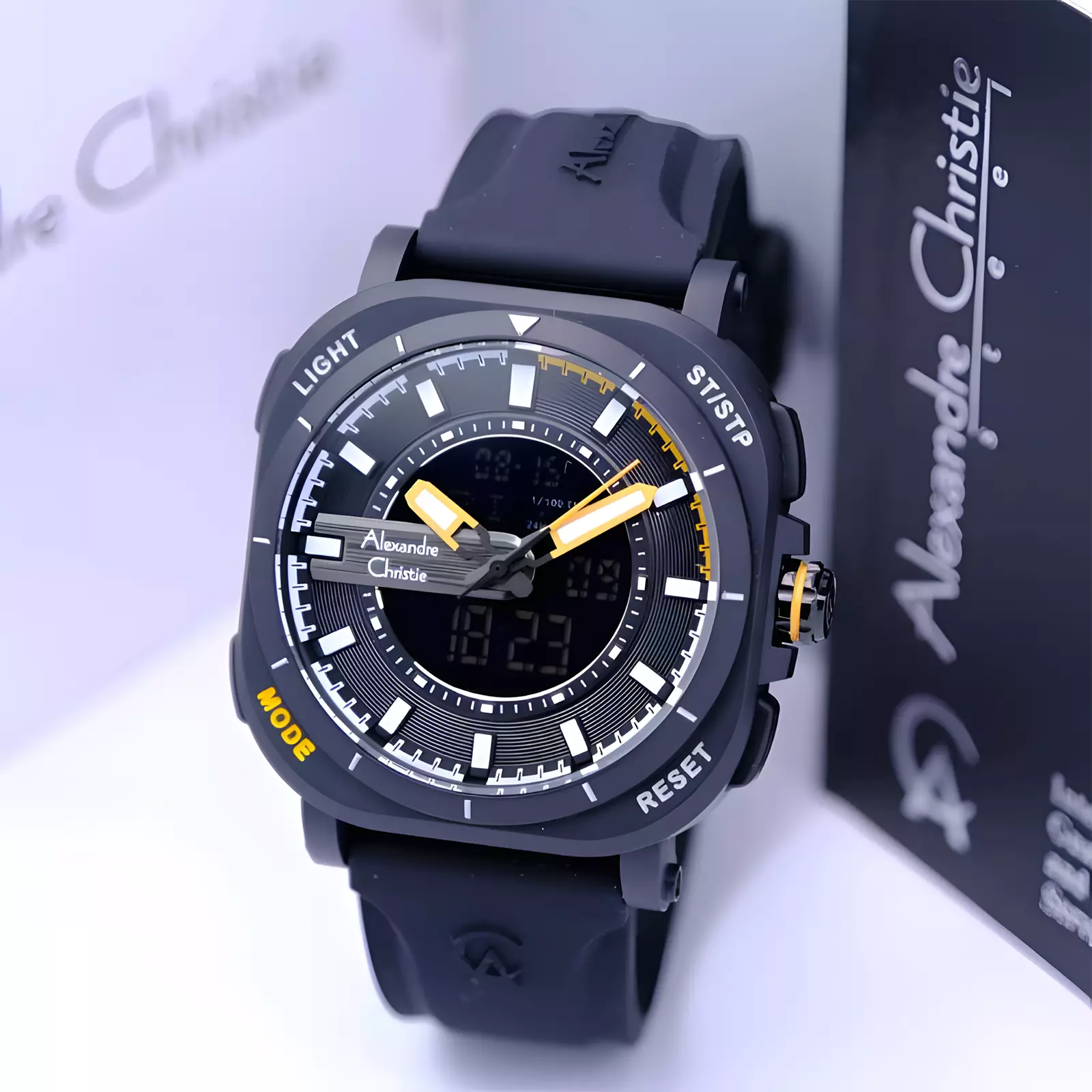Alexandre Christie DiGi - Men Digital Analog Dial Black Rubber Strap - 9501 MHRIPBAYL