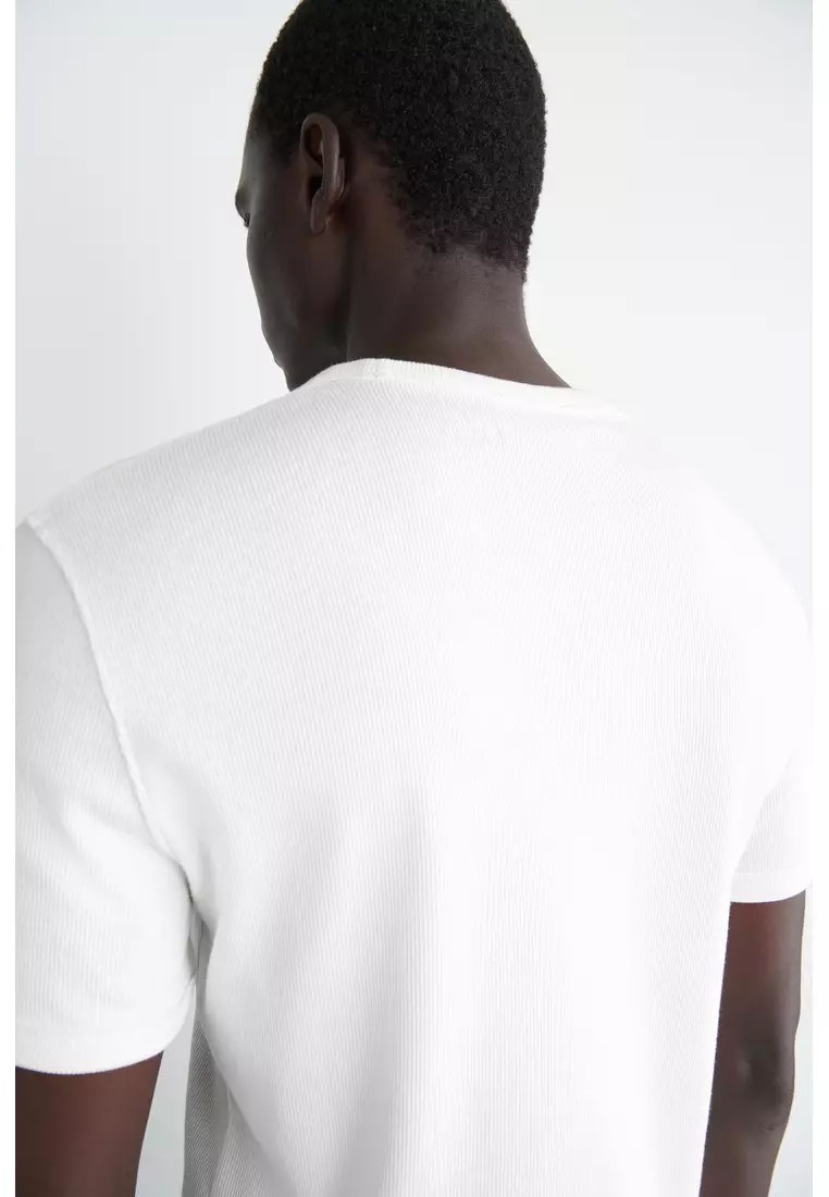 SLIM RIBBED COTTON T-SHIRT