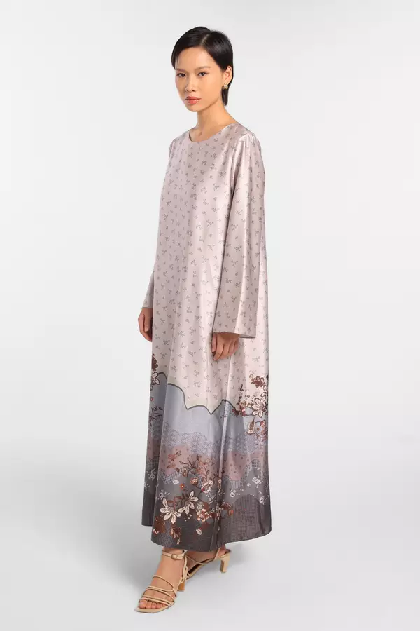MINIMAL - Shams - Gamis Motif Floral - Beige - Manzone & Minimal Warna Beige