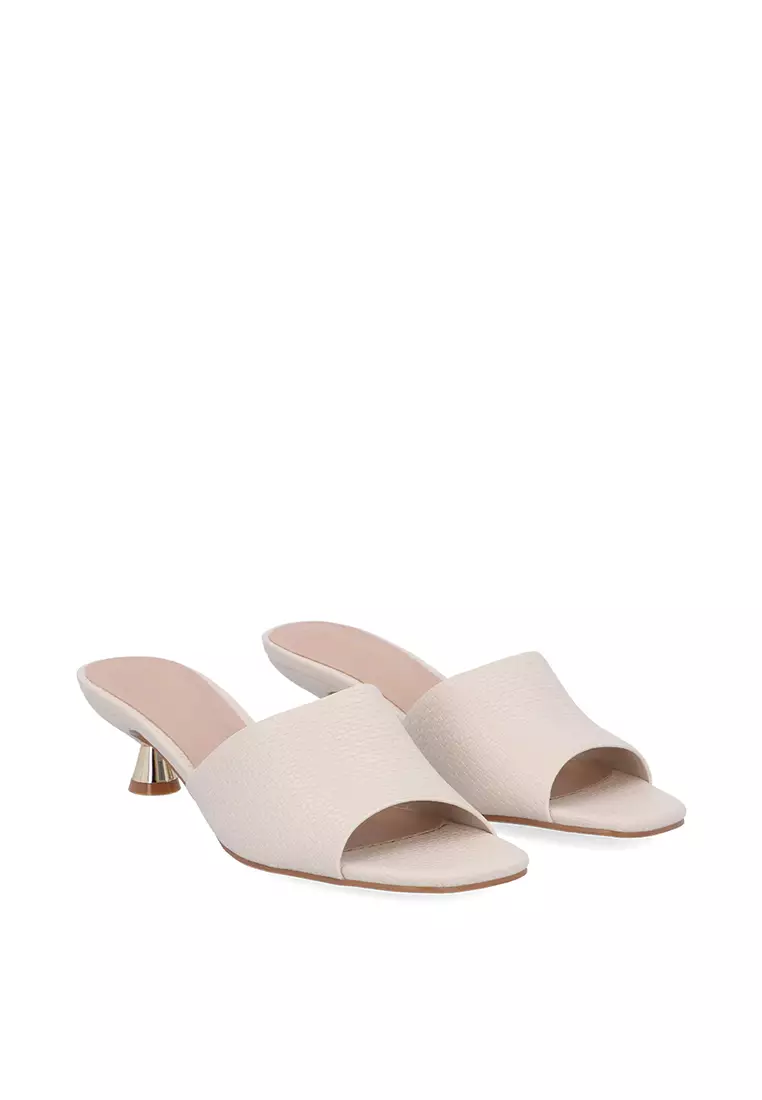 Beige Eona Spool-Heeled Sandals