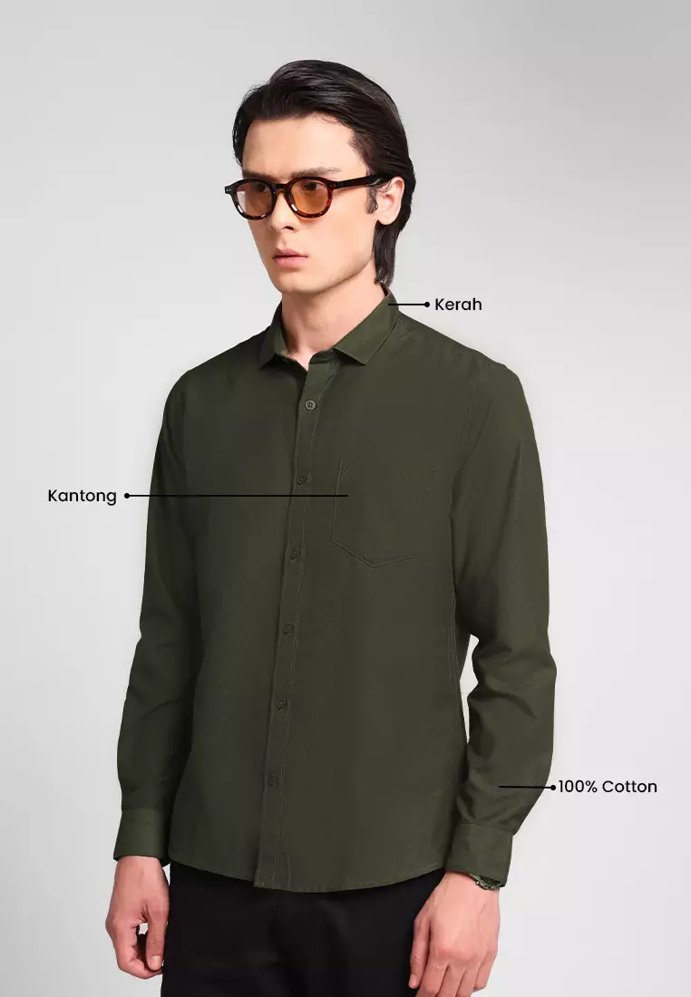 Manzone Kemeja Lengan Panjang FOXY- OLIVE