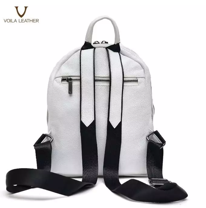Genuine Leather Medium Women’s Backpack Voila Windy White
