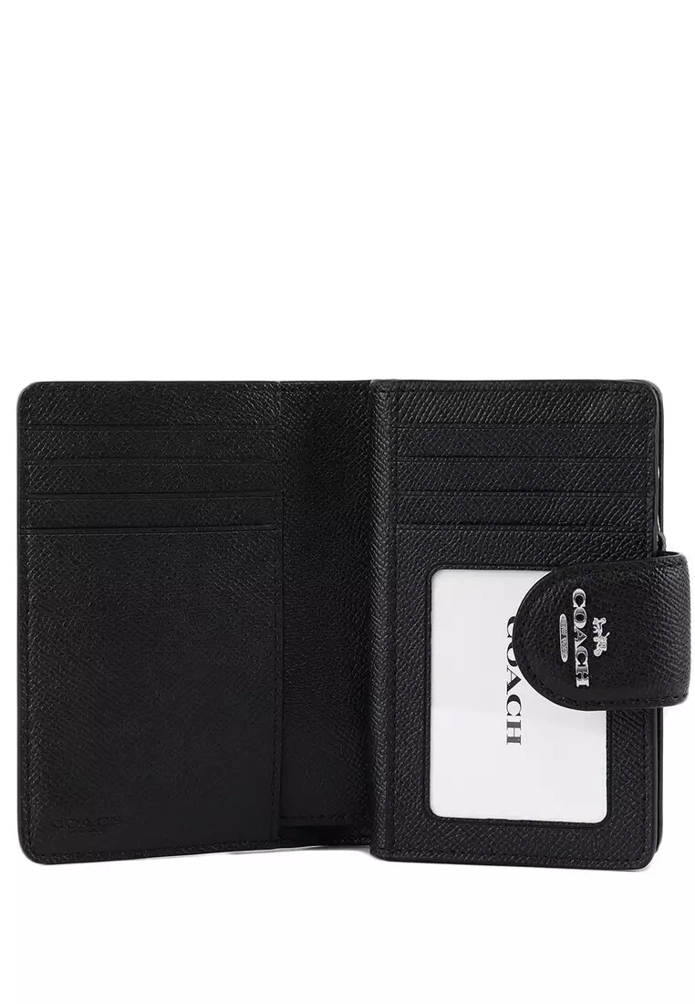 Coach Coach Medium Corner Zip Wallet Black Silver Hardware