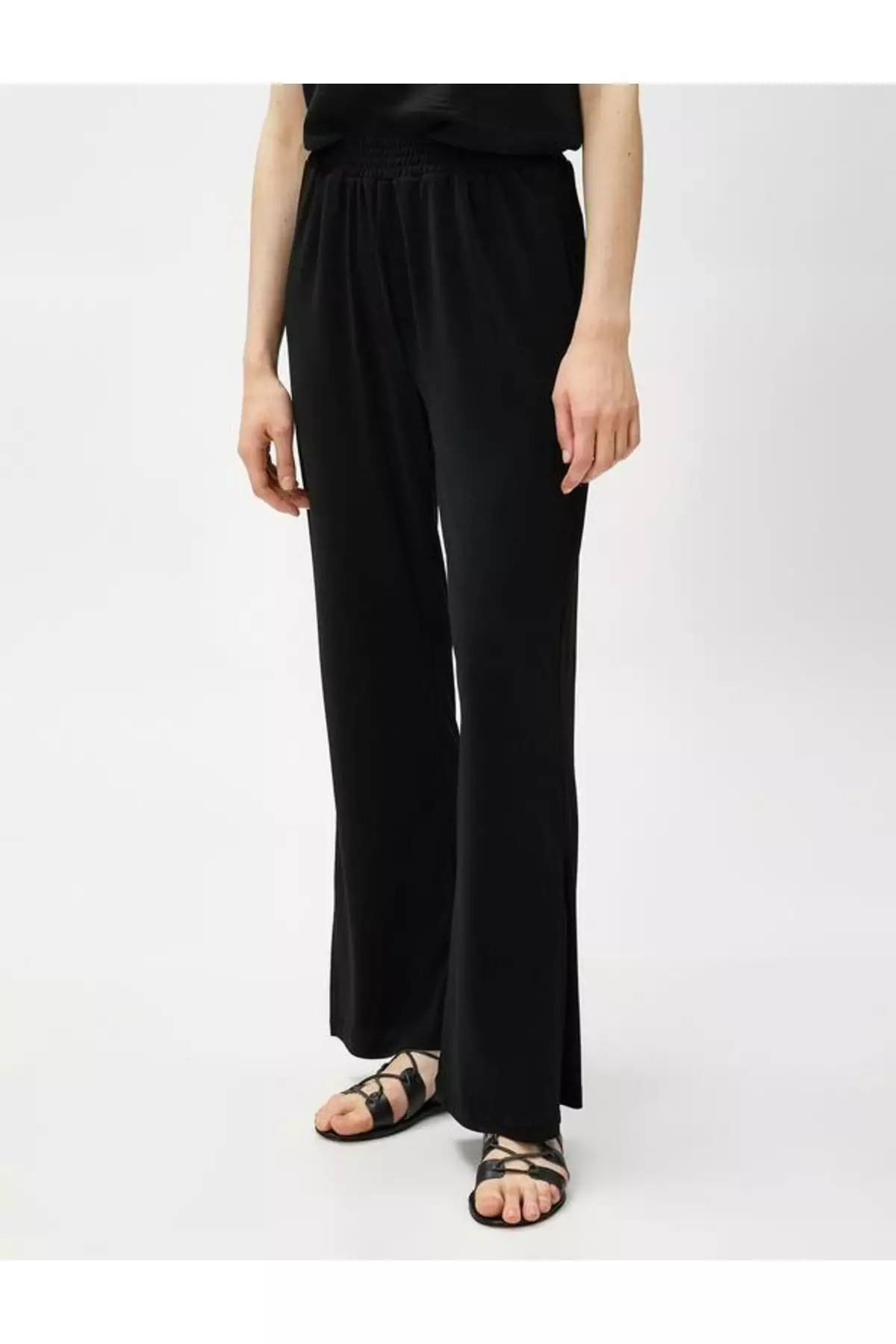 Elastic waist 2025 black trousers