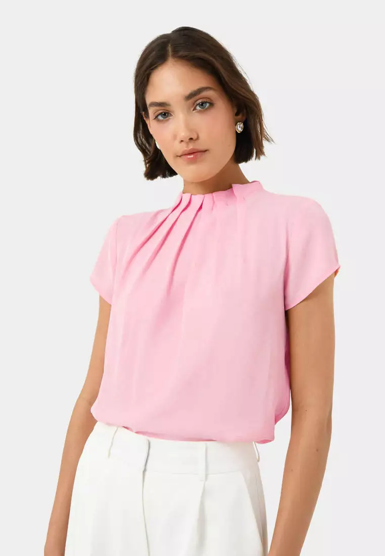 Olivia Pleated High Neck Top