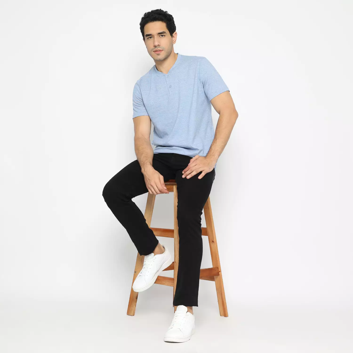 Kale Austin Blue / T-Shirt Kancing Polos Lengan Pendek / Unisex Casual