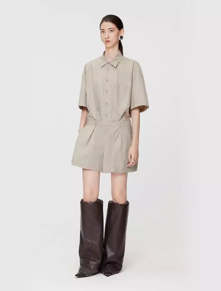Short Sleeve Collared Utility Jumpsuit