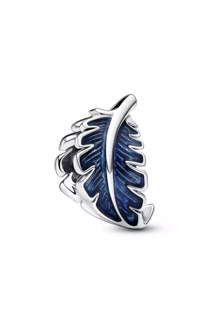 Pandora Blue Curved Feather Charm