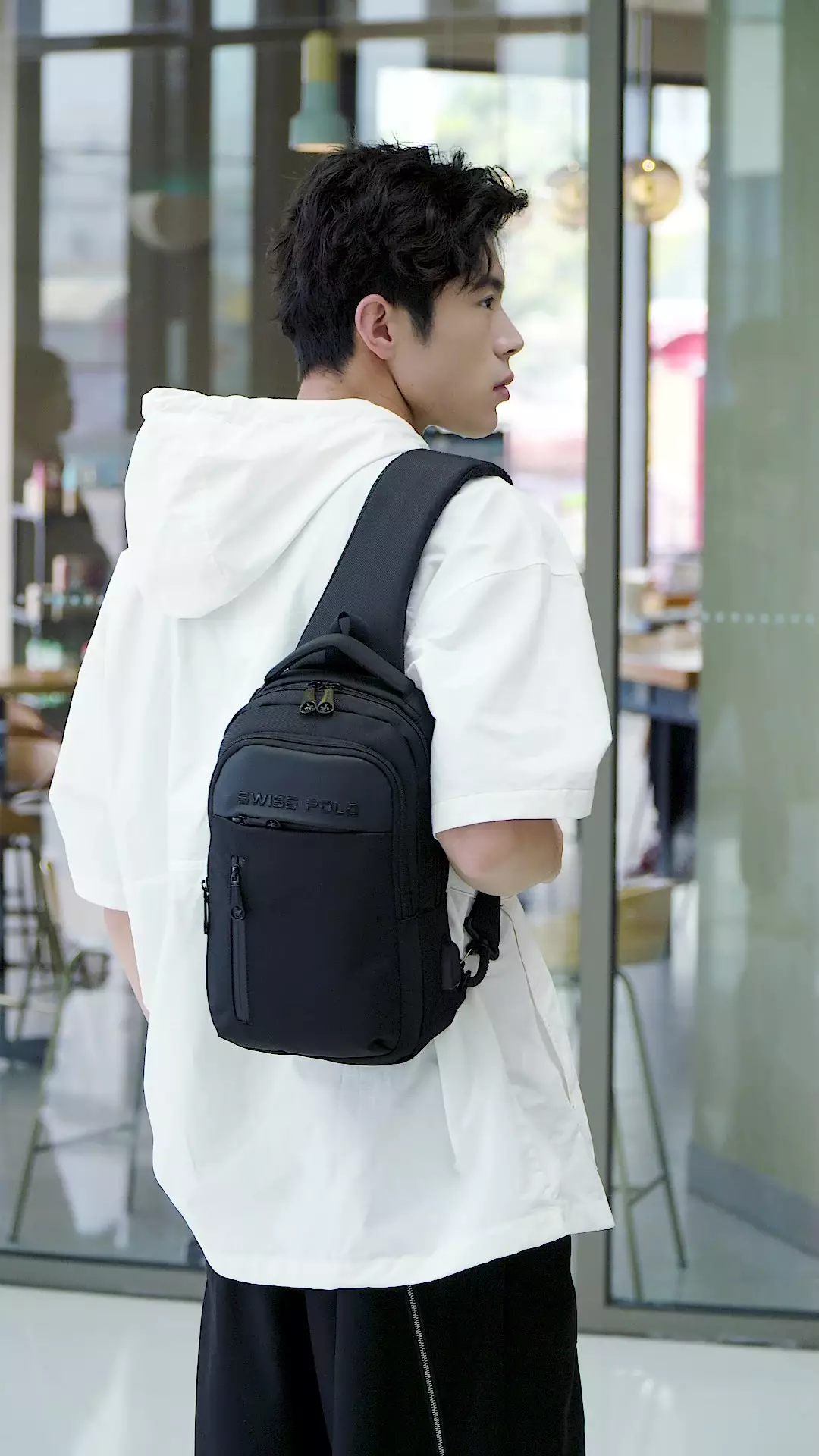 Men's Waist Bag / Belt Bag / Chest Bag - Black