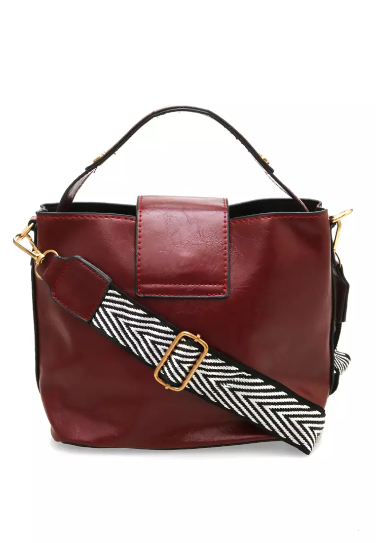 Eilaria Tas Selempang Fashion Wanita Big Strap Shoulder Bag Material Leather ORIGINAL - Red