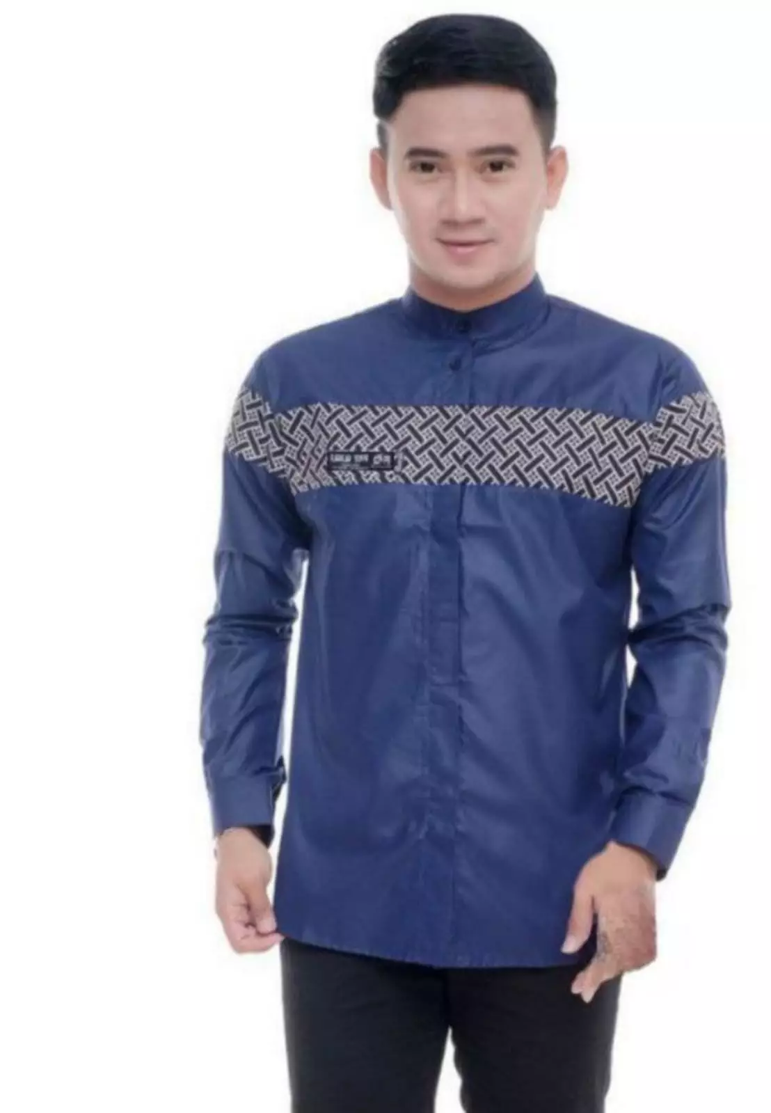 Rayhan Navy Koko Kombinasi Exclusive Pria Casual Modern Lengan Panjang RS.ZA