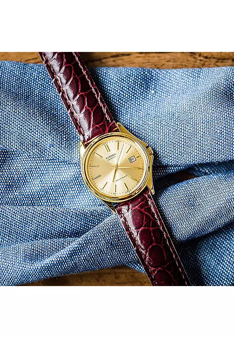 Couple Analog Watch MTP/LTP-1183Q-9A Brown Leather Strap