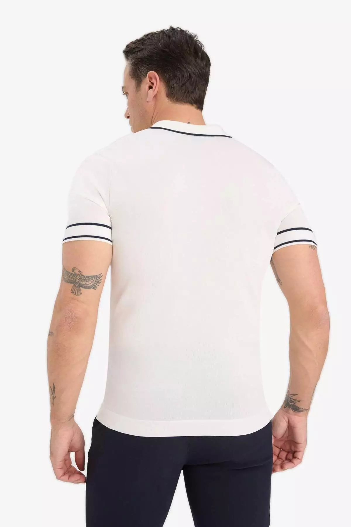 Standard Fit Polo Neck Knitwear Short Sleeve T-Shirt E3251Ax25Sm