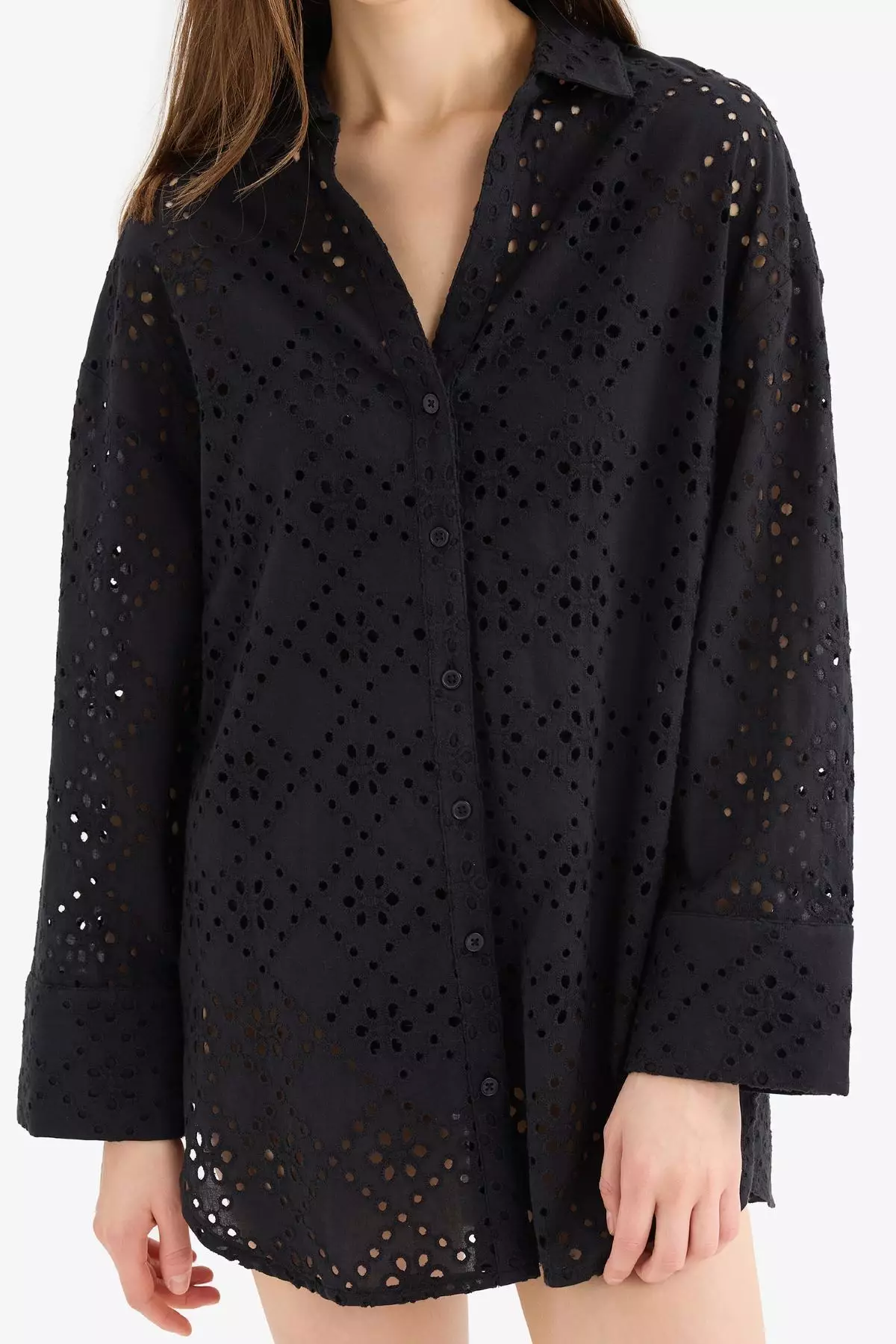 Regular Fit Cotton Brode Beach Shirt-Fall in Love C0506Ax25Sm