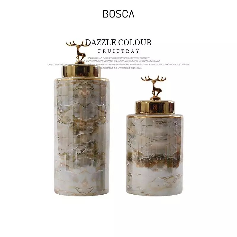 Jual Bosca Living Bosca Living Luxury Marble Deer Gucci Vase Vas Guci Keramik Rusa Marmer