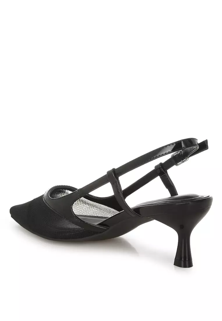 Mesh Slingback Sandals in Black