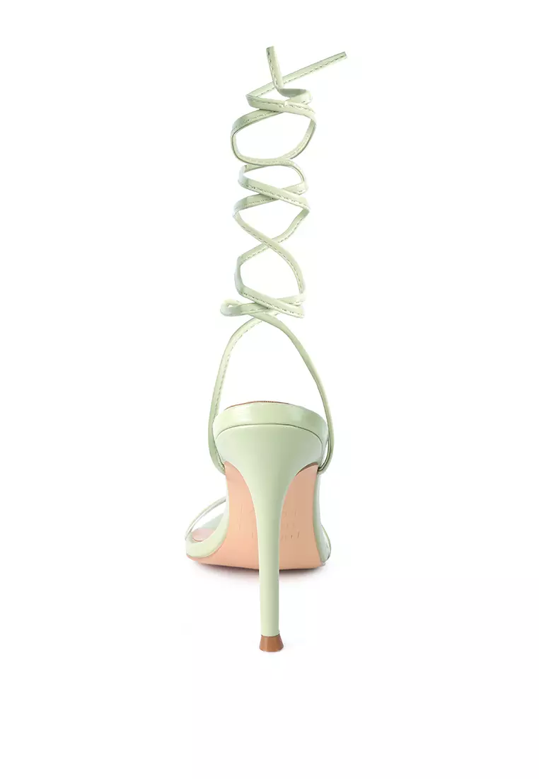 Pastel Mint High Heeled Lace Up Sandals