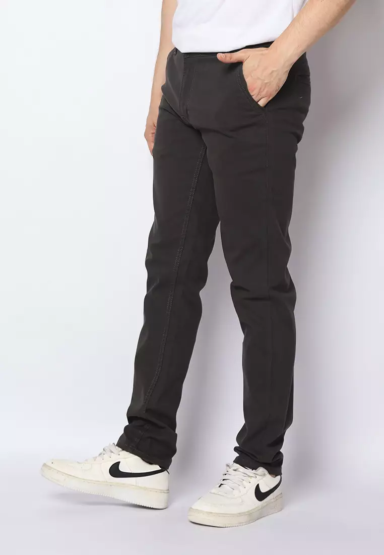 2nd RED Celana Panjang Pria Katun Chinos Slim Fit Cheers Mate Abu Tua 112502