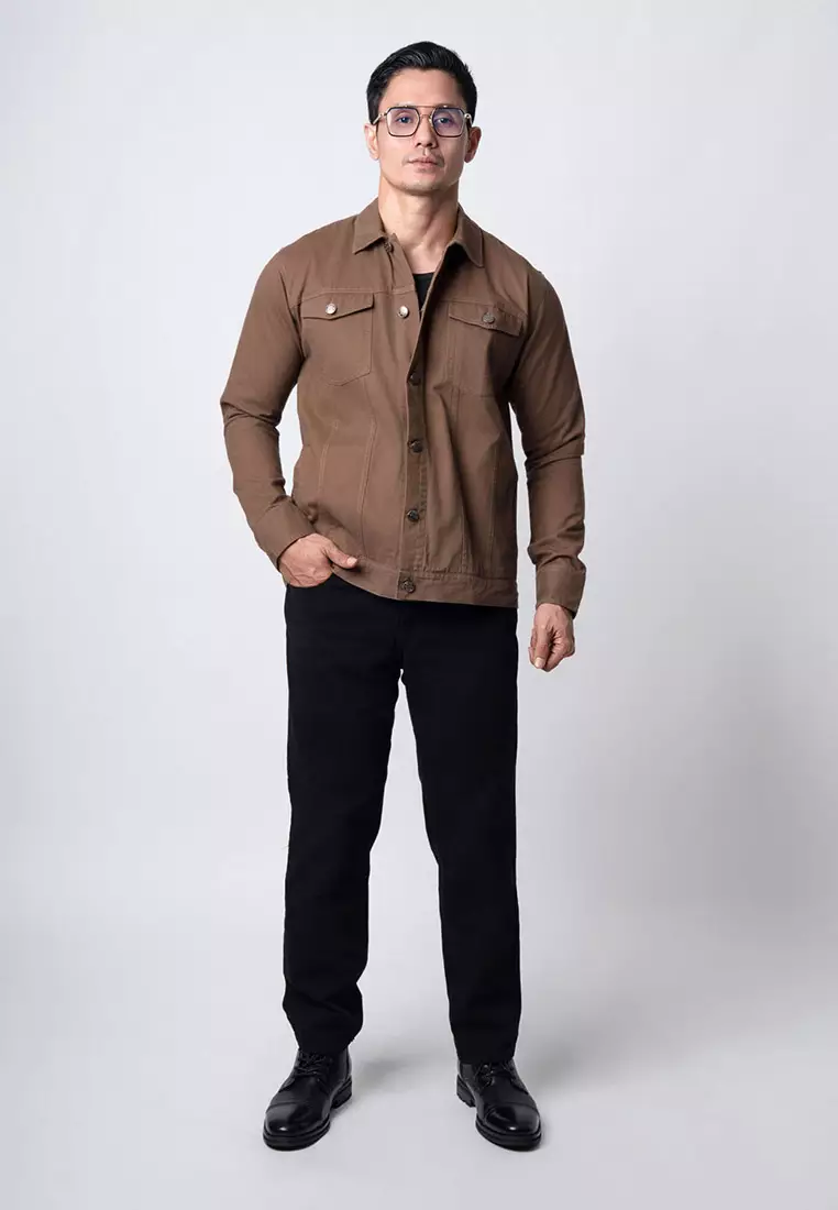 Jacket Trucker Cotton Twill Premium Dark Brown