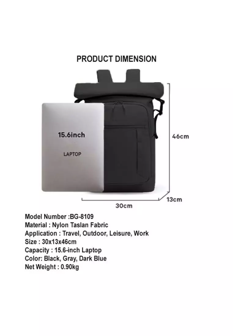 Bange BG8109 Top Fold Backpack 46x30x13cm - Black