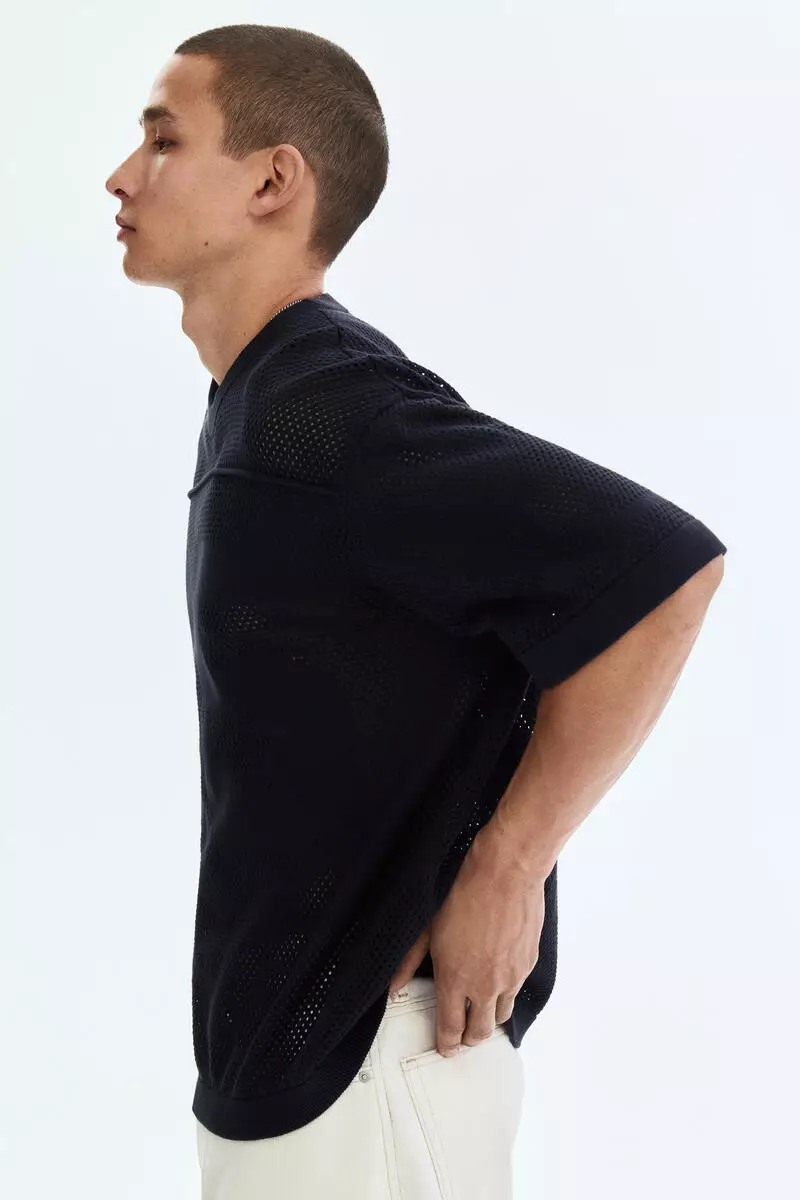 Relaxed Fit Boxy hole-knit T-shirt