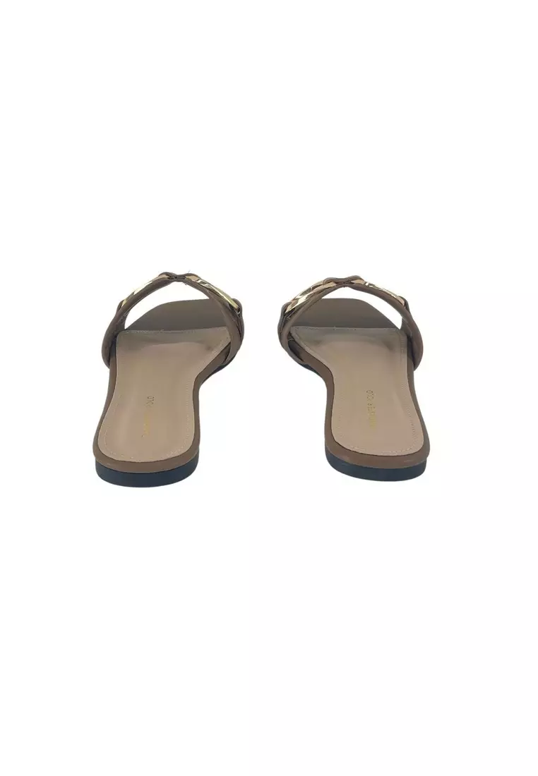 Lancaster Polo Women/Lady Flat Open Toe Slip On Sandals