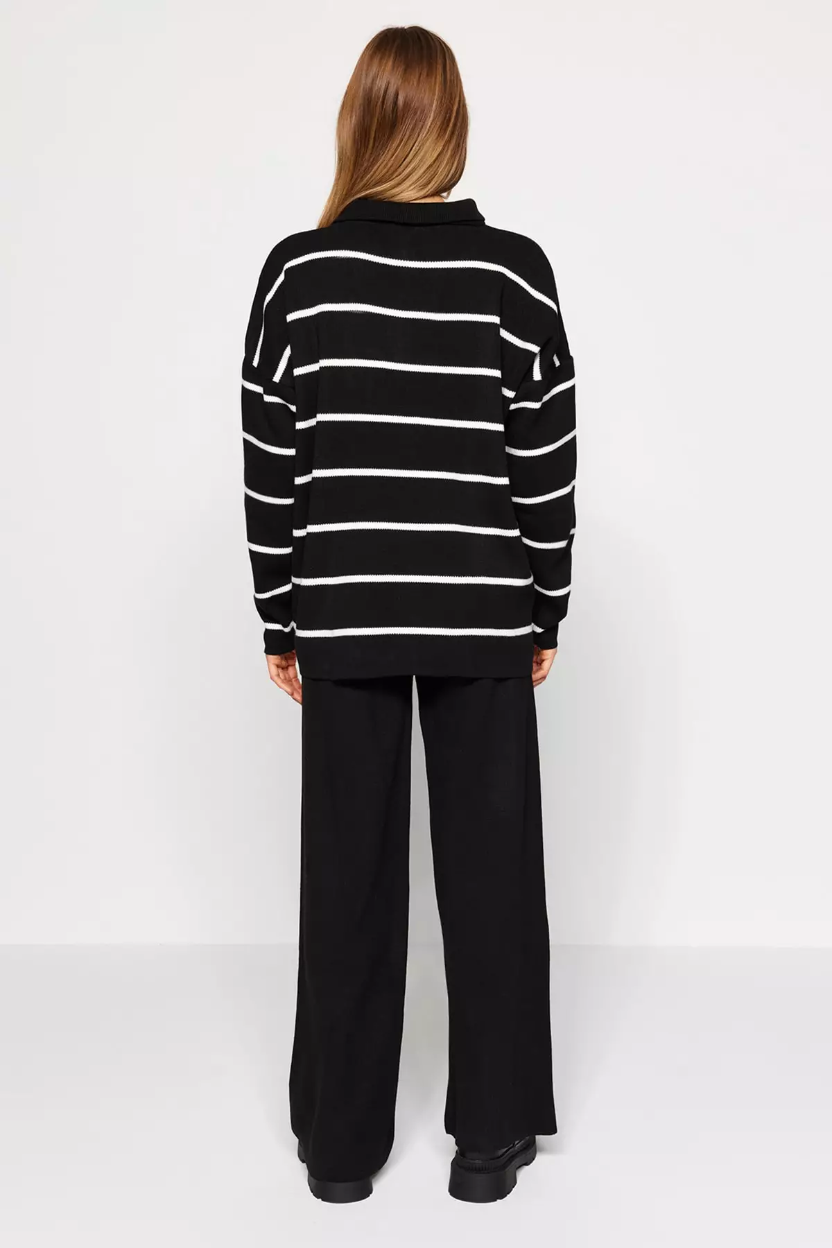 Half Zipper Knitted Top and Bottom Set