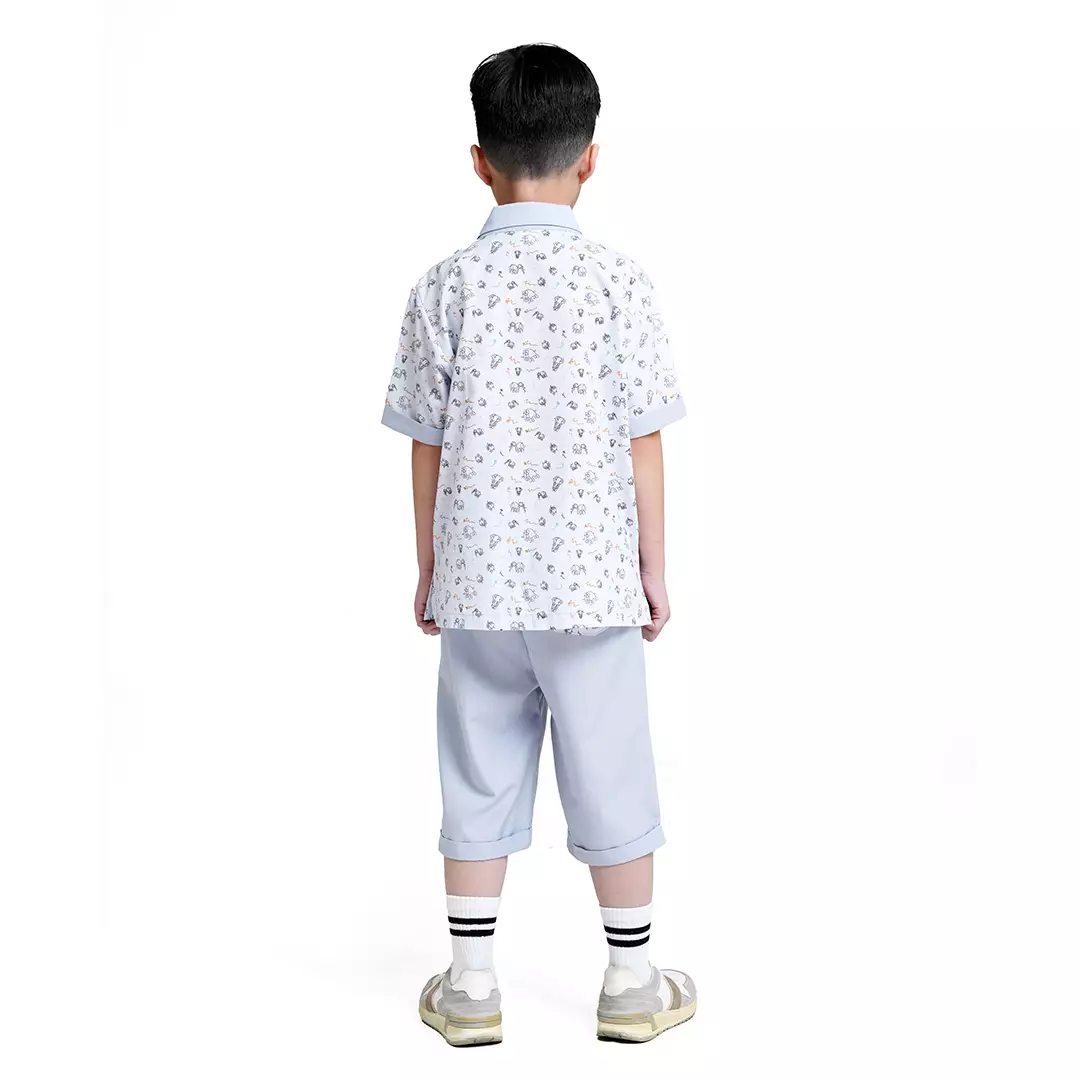 Rabbani - Setelan Kemeja Anak Lengan Pendek Bani Batuta Abinawa SG - Blue