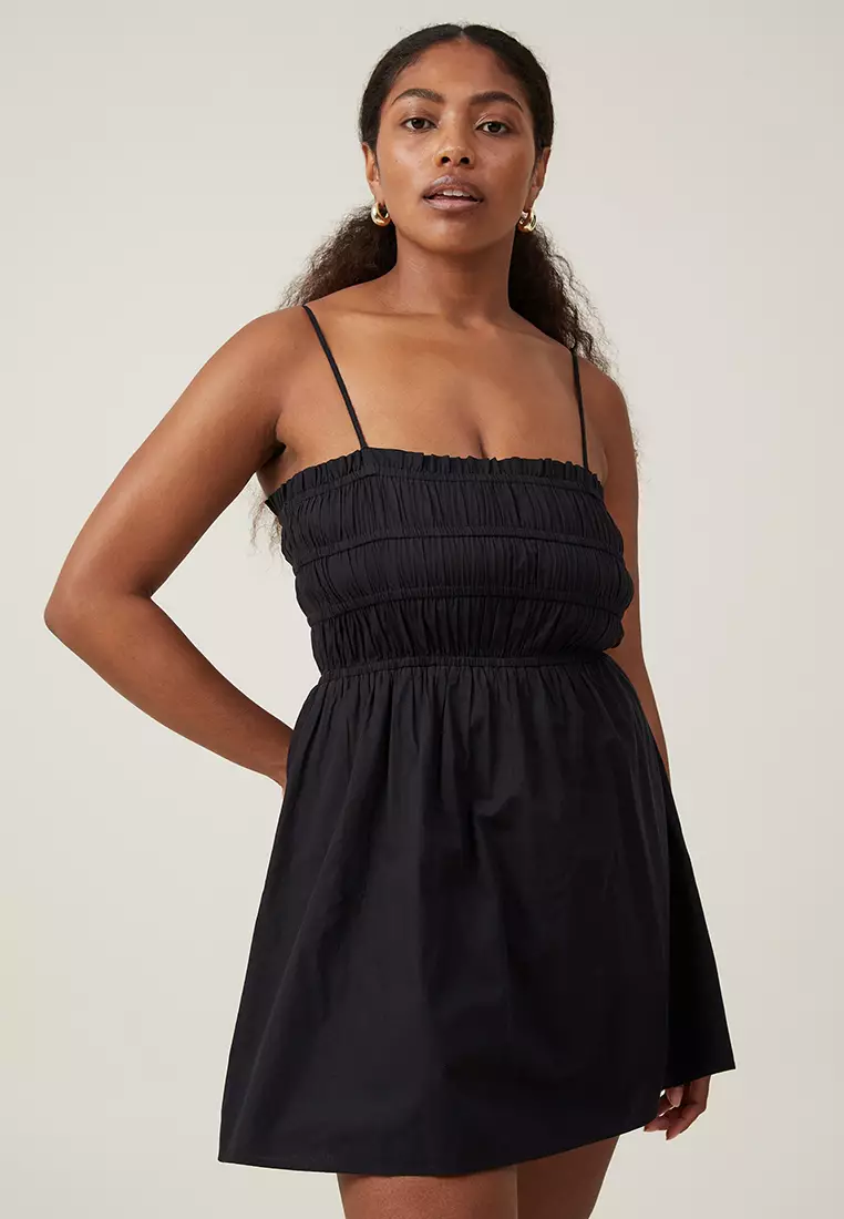 Black cotton top mini dress