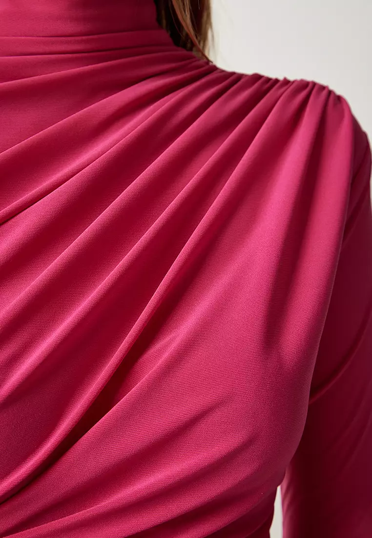 High Neck Ruched Blouse