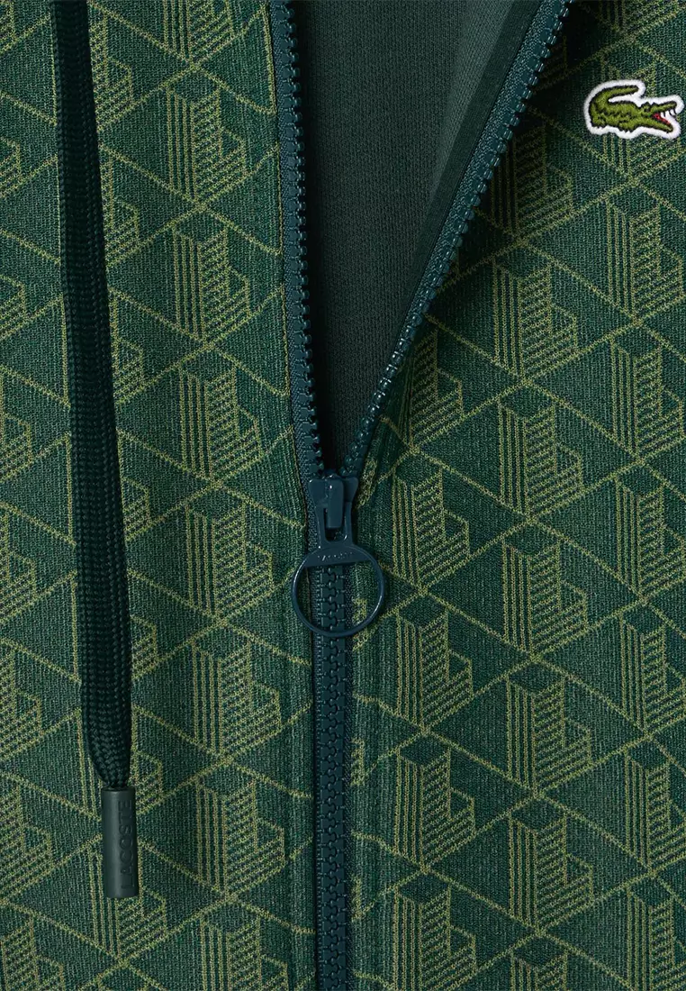 Monogram Jacquard Zip Front Hoodie