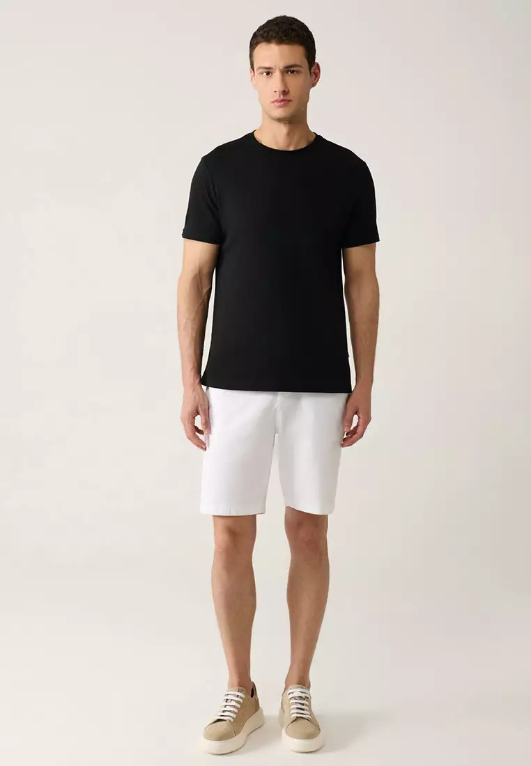 Men's Black 100% Cotton Breathable Crew Neck T-Shirt E001000