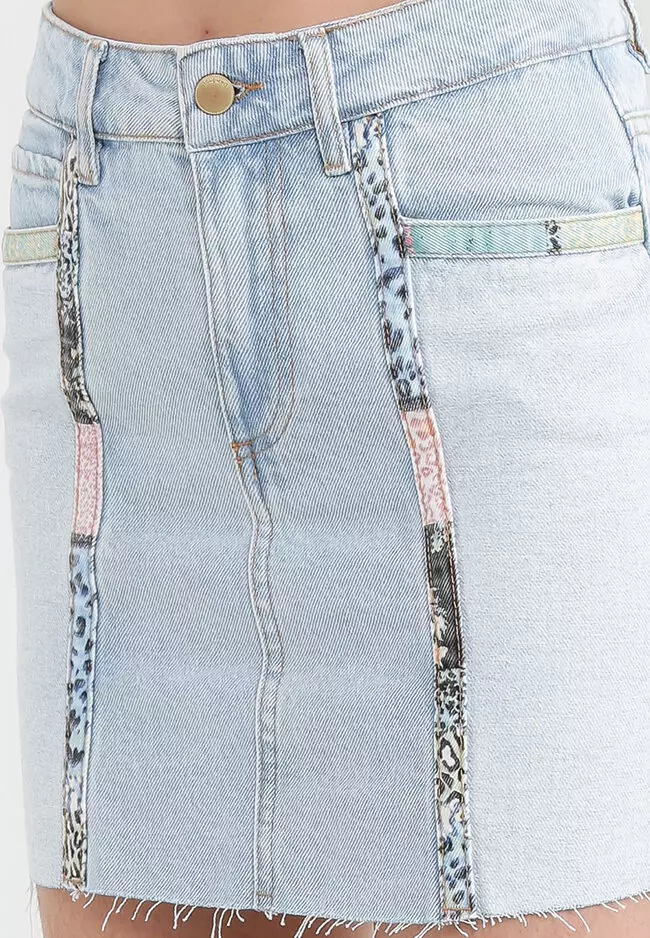 Tamara Denim Patchwork Mini Skirt