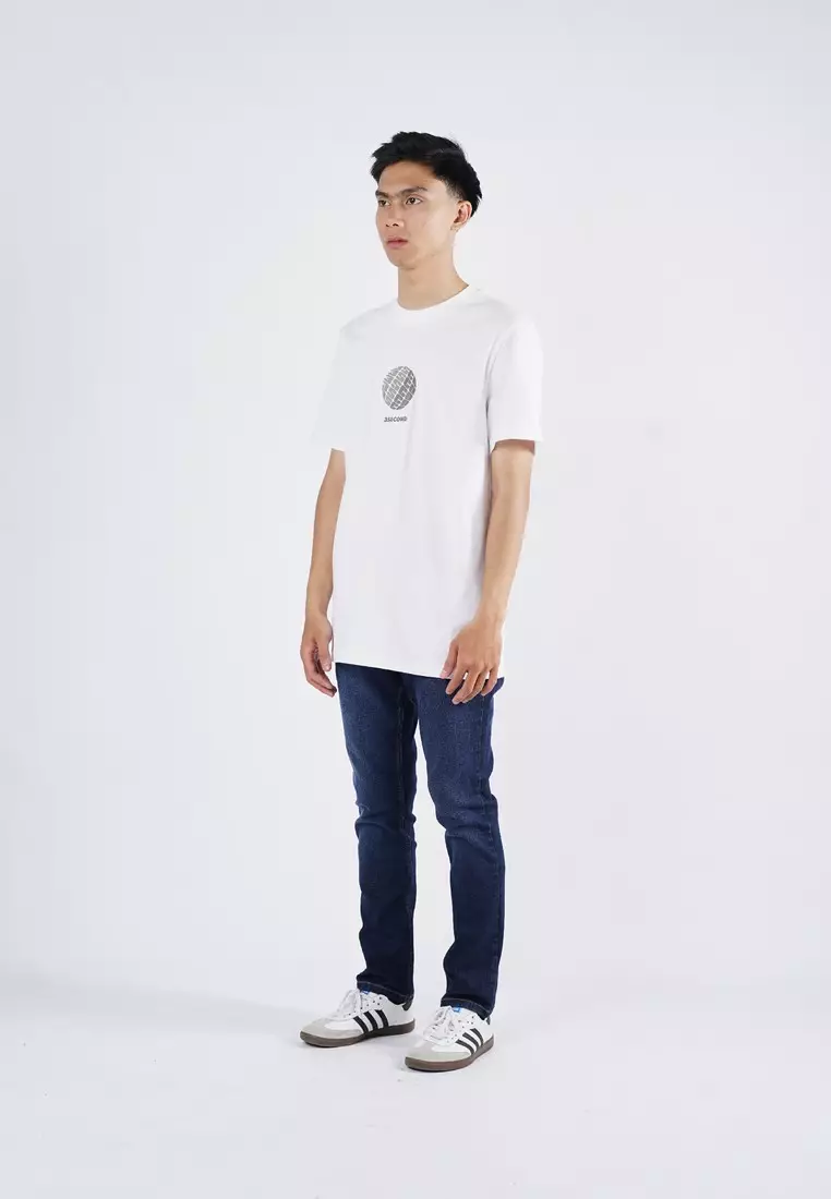 3Second Men's T-Shirt Short Sleeve Regular Fit Logo Script Asher C081024