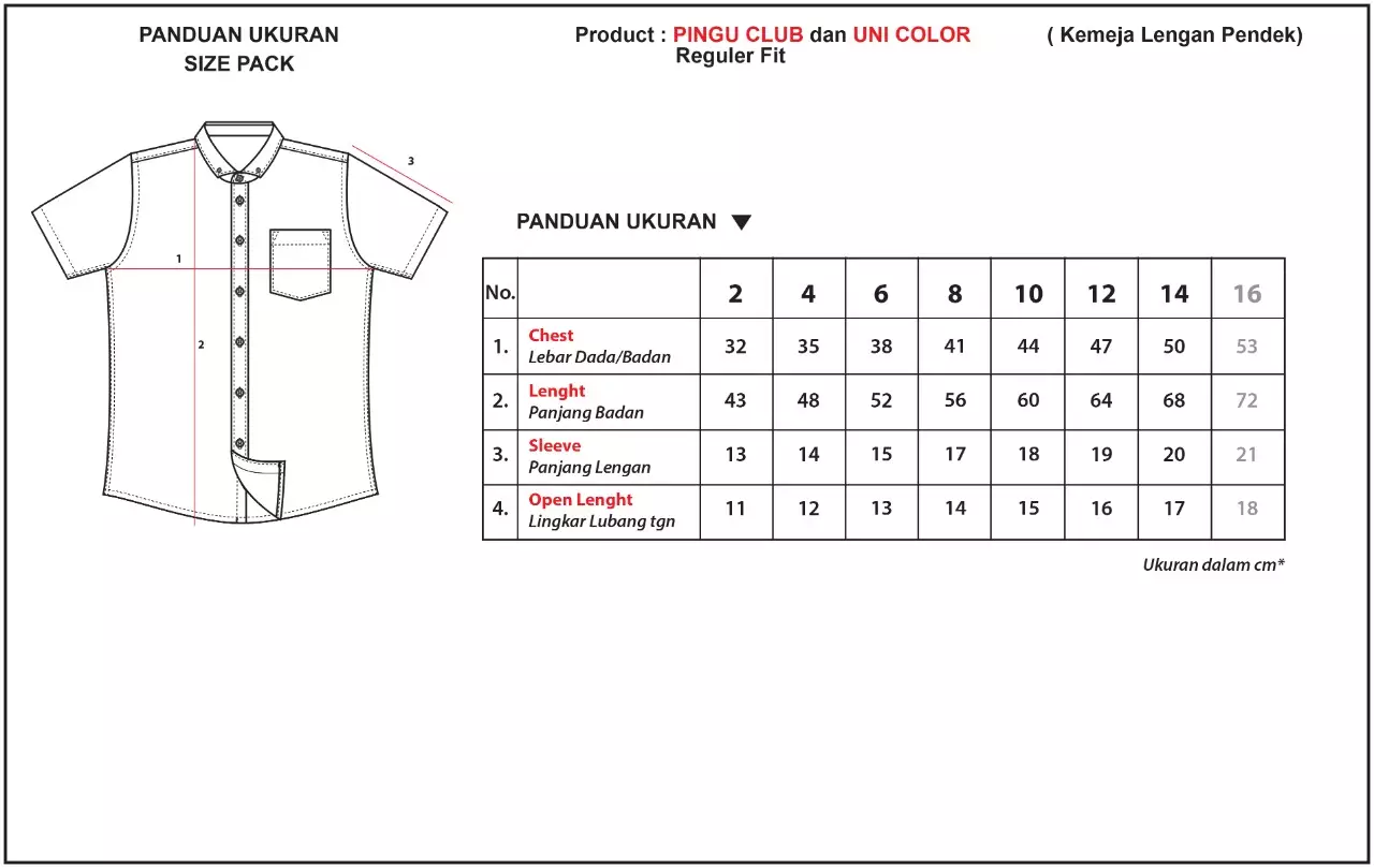 Pingu Kemeja Anak Laki Laki Polos Pendek Tosca 92005030
