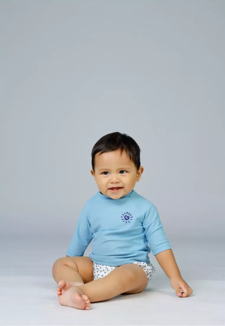 Soleil Baby Unisex Top & Swim Diapers - Blue Beach Top