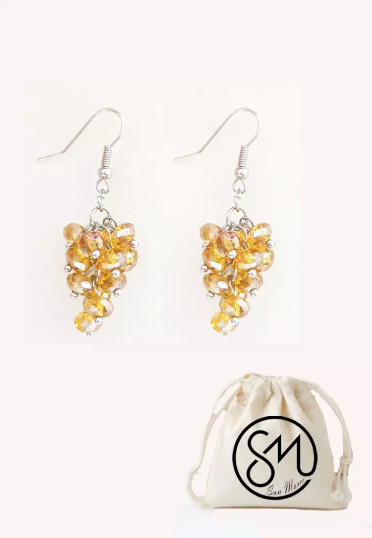 Aksesoris Anting Wanita Crystals Vine Earrings Champagne Gold 