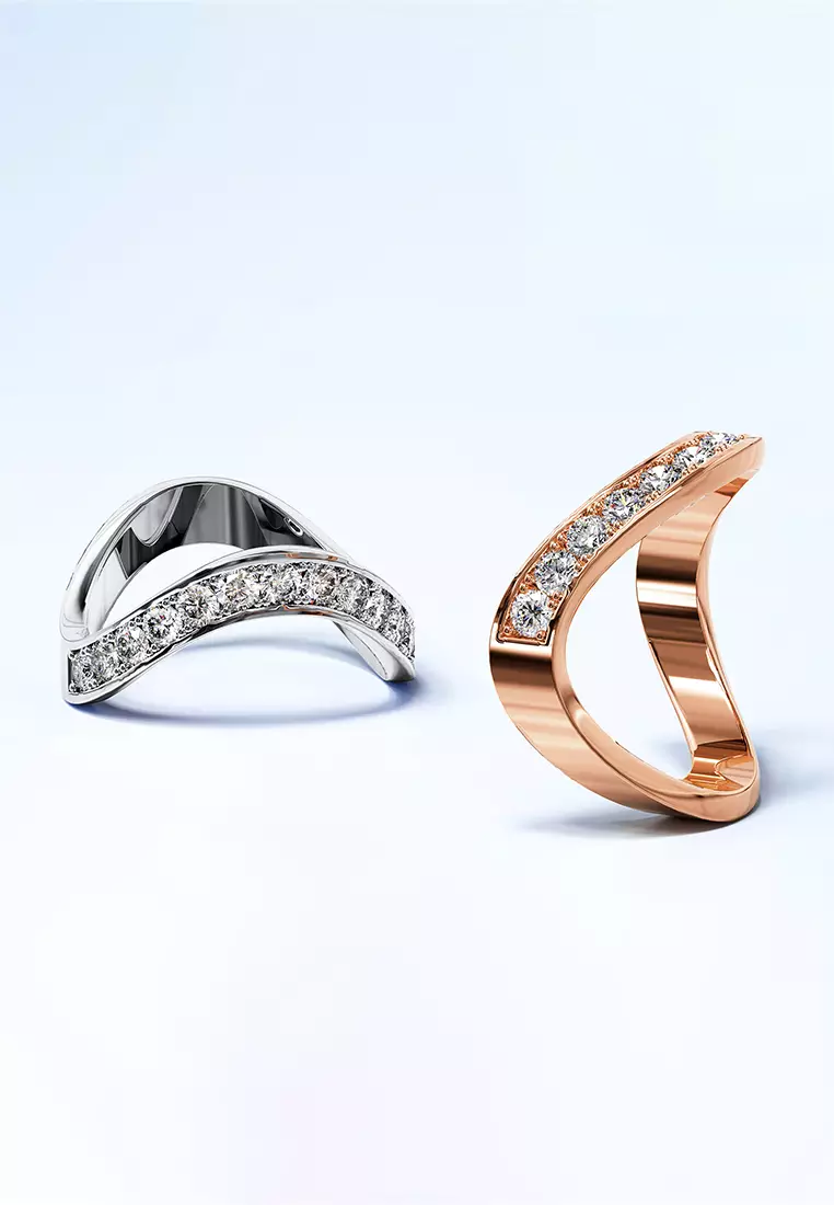 Contortion Ring in White Gold Embellished with Swarovski crystals