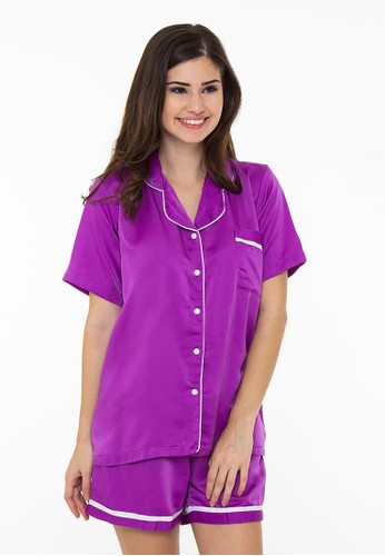 Madeleine's Purple Silk Short pajamas
