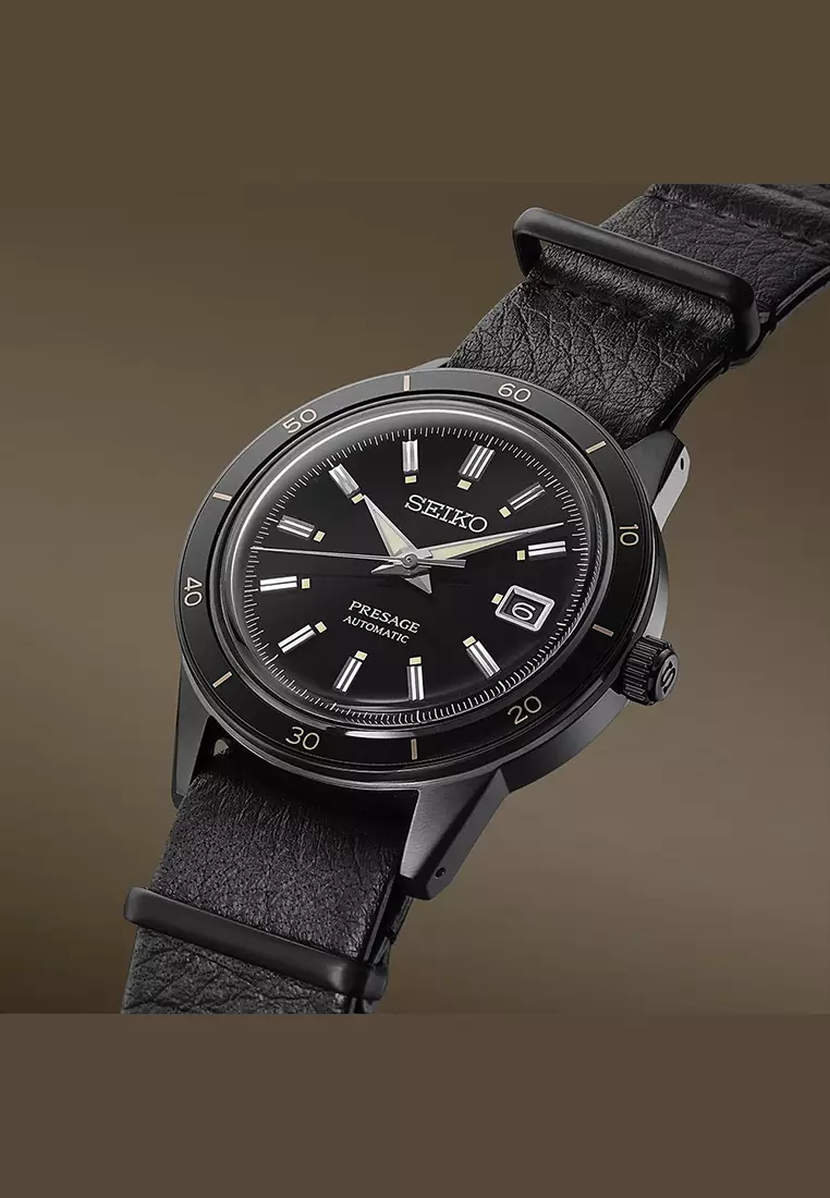Seiko SRPH95J1 - Jam Tangan Automatic Pria - Black - Leather Strap