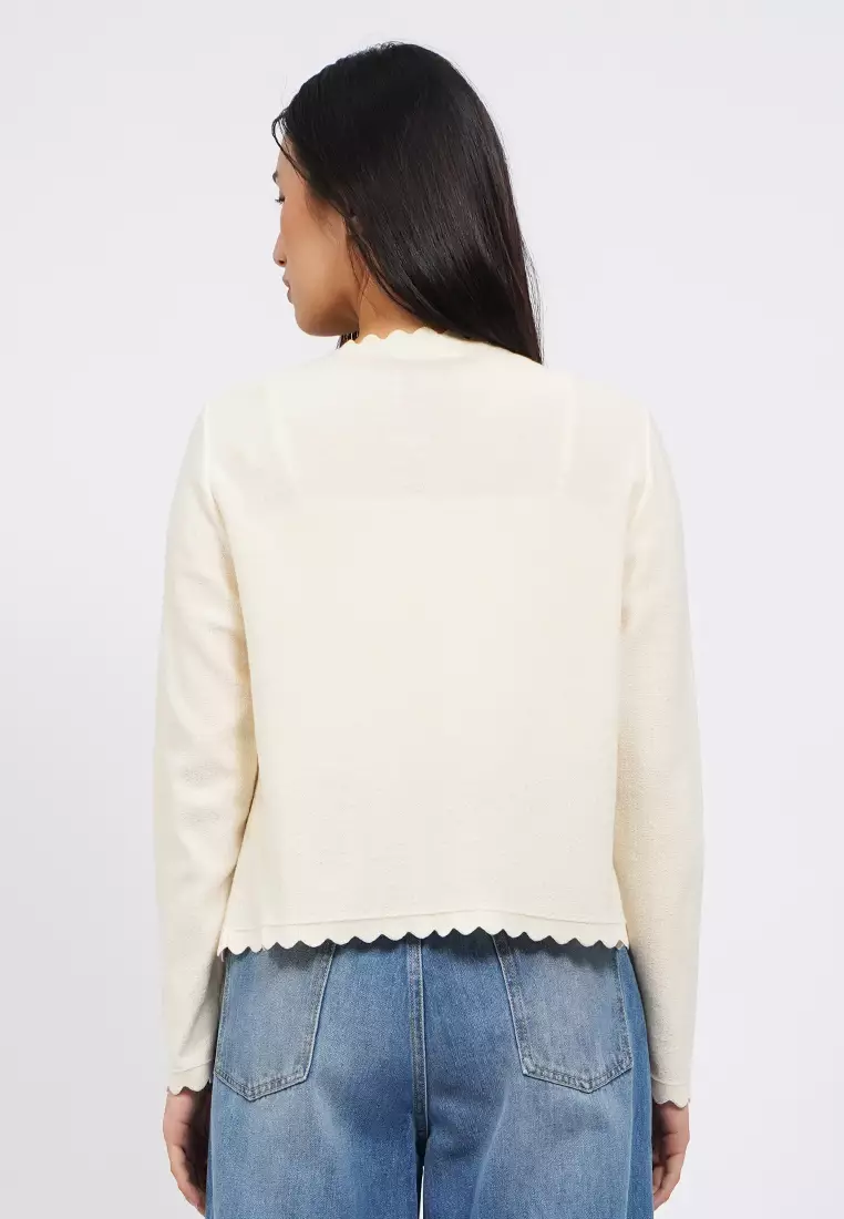 Long Sleeve Embroidered Cardigan CREAM