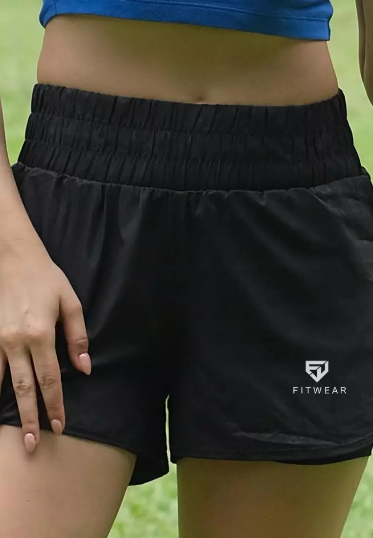 Fitwear - Celana Pendek + Inner Olahraga Wanita ANNA PRINTED BIG SIZE - KRT BLACK