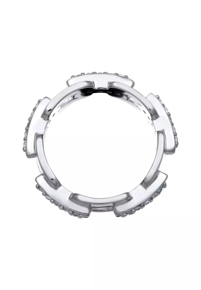 Ring  Man Chain Design Zirconia Crystals