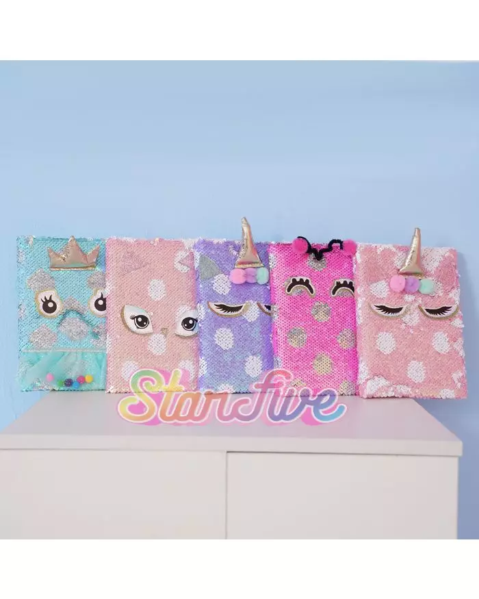 BUKU NOTEBOOK DIARY SEQUIN STARFIVE - BUTTERFLY FUCHSIA