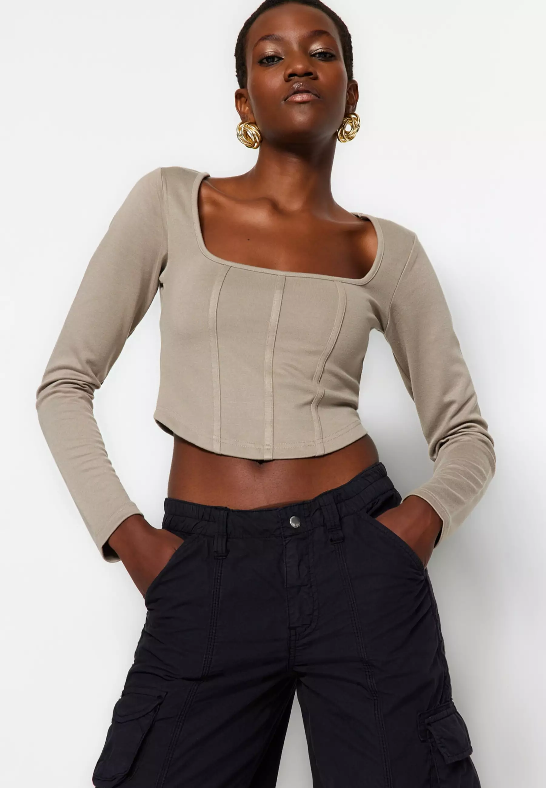 Trendyol Fitted Square Neck Top 2024